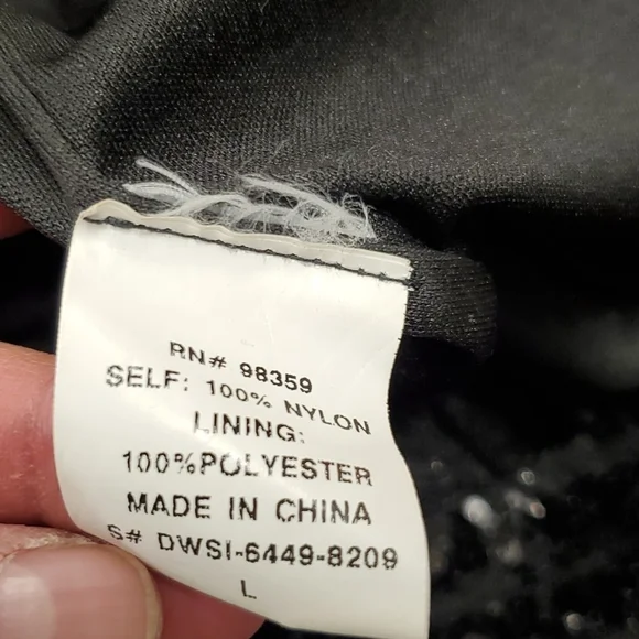 Rhapsody Black Sequin Midi Dress SZ LG - Picture 5 of 6